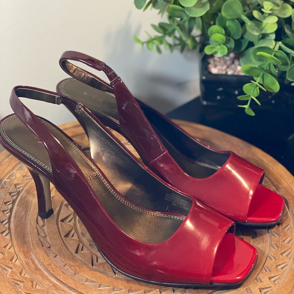 Tahari Red Patent Leather Slingback Heels